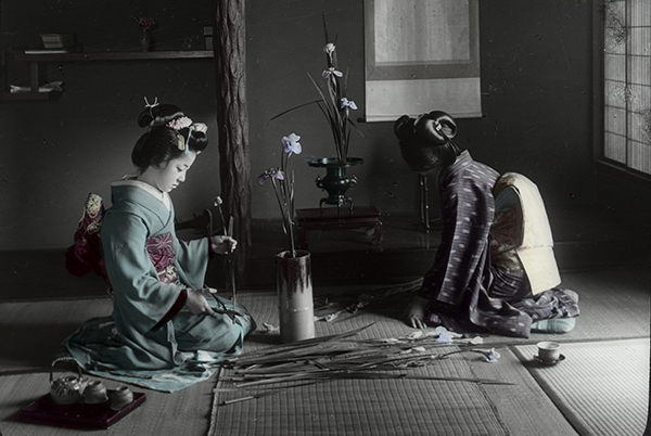 Lantern slide No. 14 'Arranging Flowers'