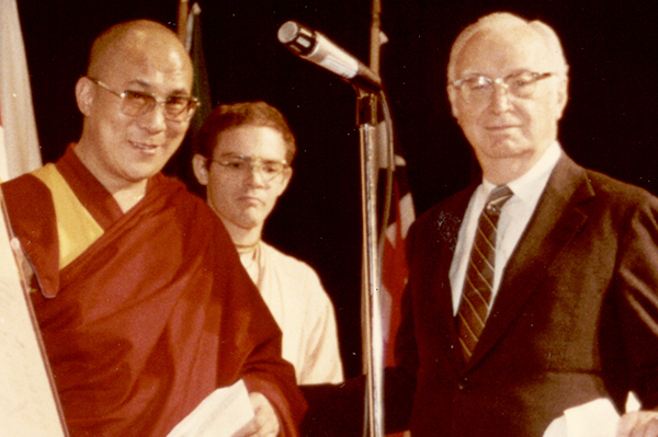 Albert Outler with the Dali Lama in Thanksgiving Square