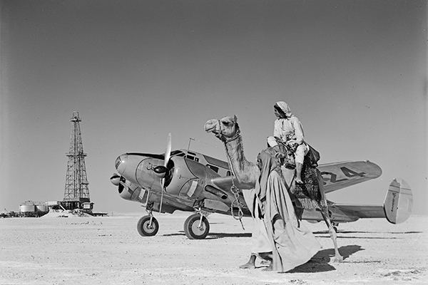 Wildcat well, Beechcraft airplane, and camel