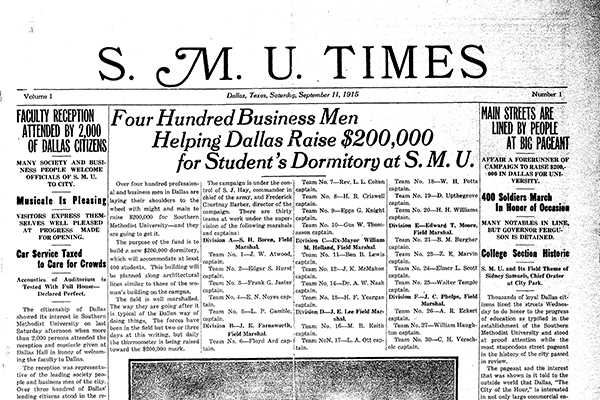 S.M.U. Times, Volume I, Number 1, September 11, 1915