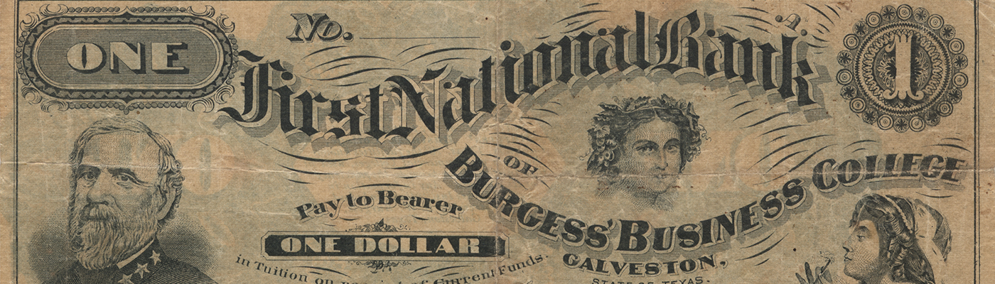 Burgess' Business College $1.00 (one dollar) private scrip