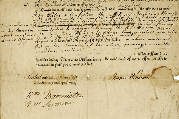 Jasper Winscom bond for the Preaching House at Winchester