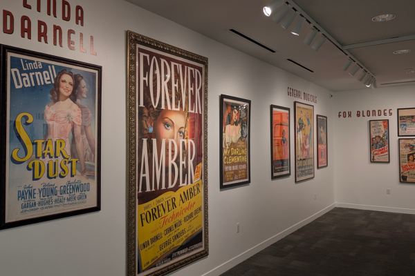 Old Hollywood movie posters on the gallery walls