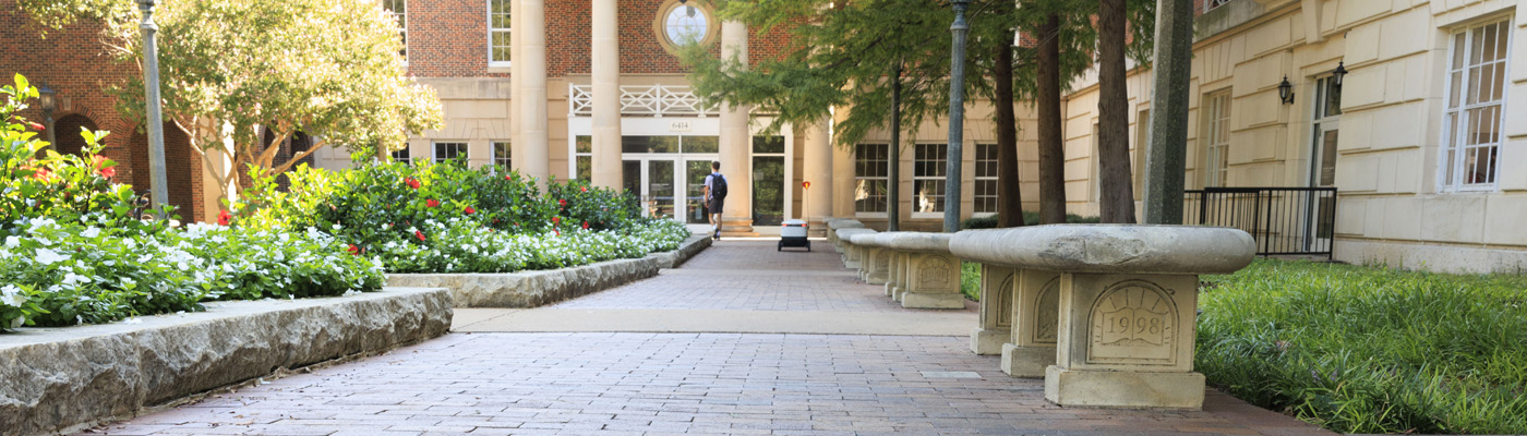 View of Fondren Library from Friends Plaza