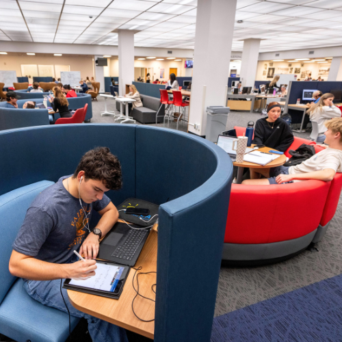 students studying in Fondren Library 