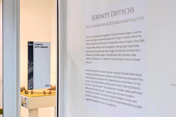 Exhibit poster next to the entrance to the library