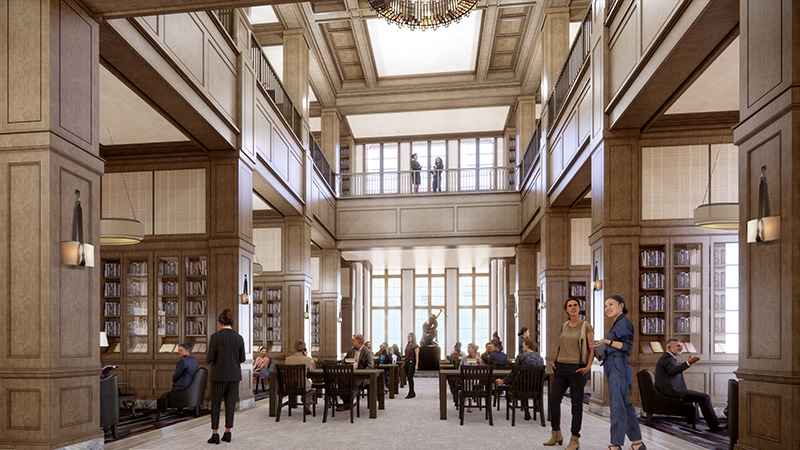 Artist rendering of Rees-Jones Library reading room