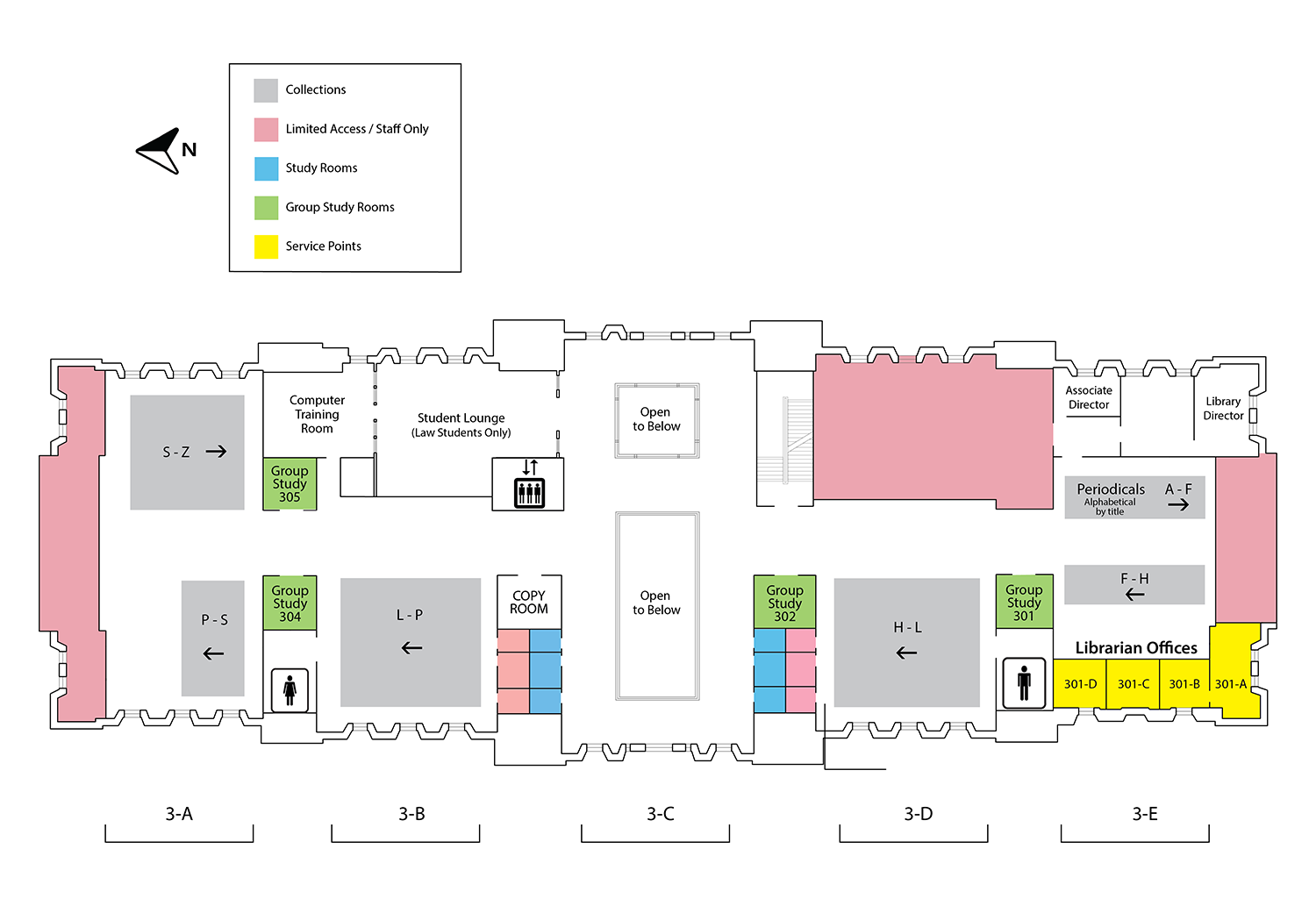 map of Underwood Law Library, third floor