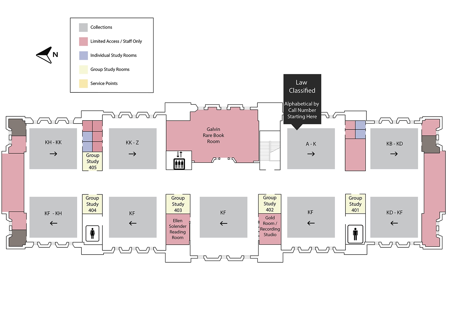 Underwood Law Library, fourth floor map