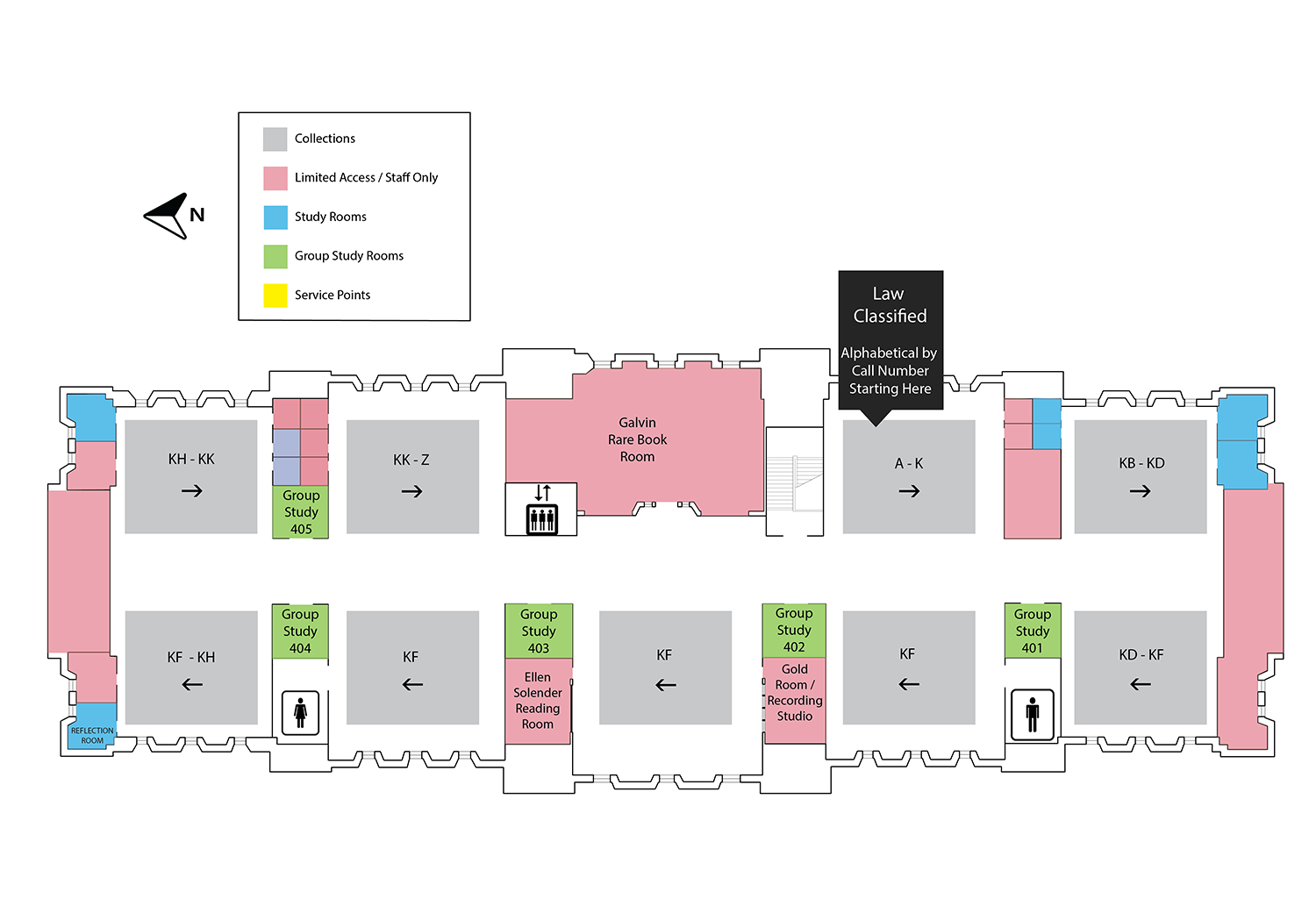 map of Underwood Law Library, fourth floor
