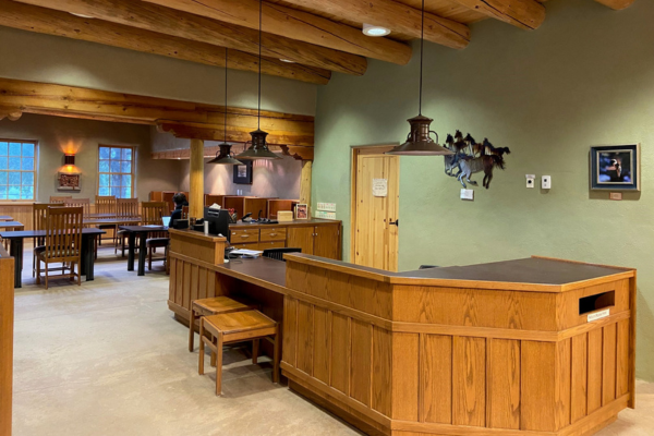 the desk inside the library