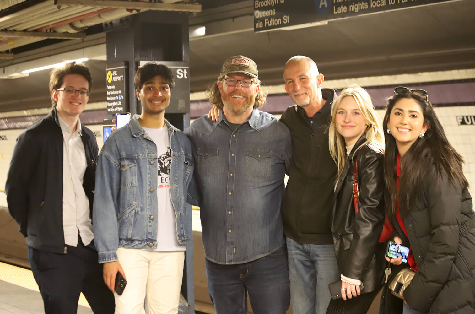 group photo in subway
