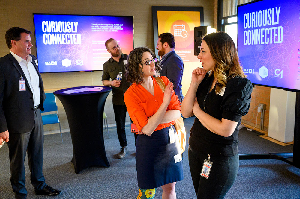 students and industry partners networking