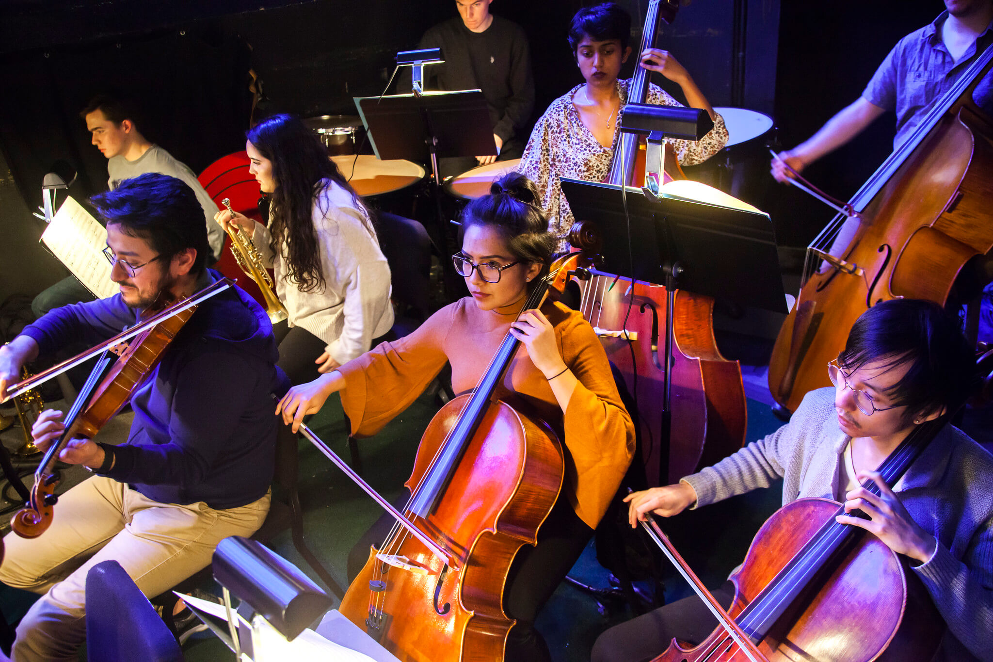 SMU orchestra players in pit
