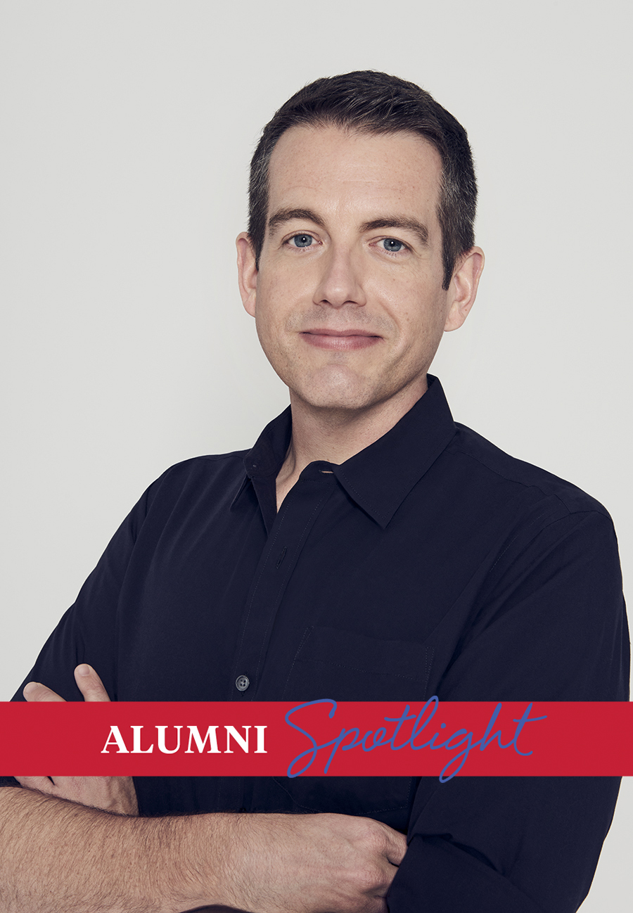 Meadows alum Michael Kirk Allen poses in a black button down shirt