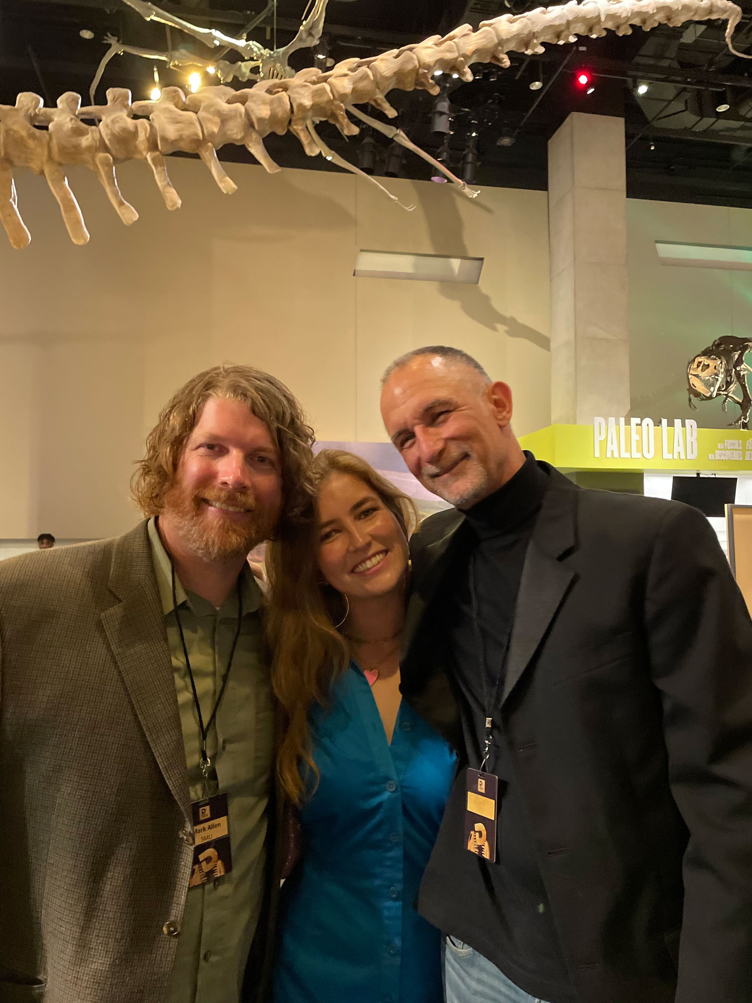 Advertising and CCPA alum Palmer Beldy poses with advertising professors Mark Allen and Willie Baronet