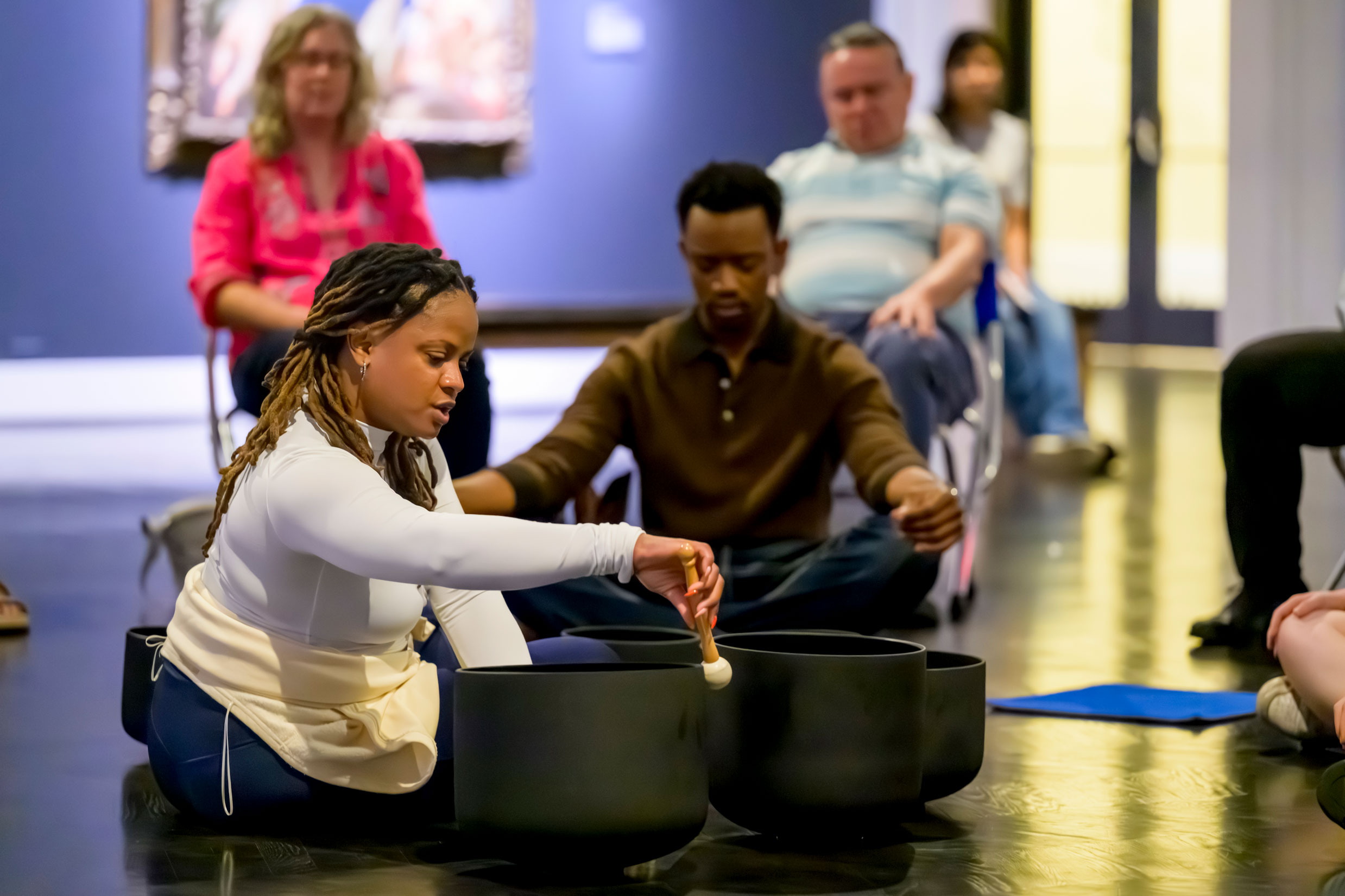 Music therapy students facilitate soundscapes in the Meadows Museum gallery