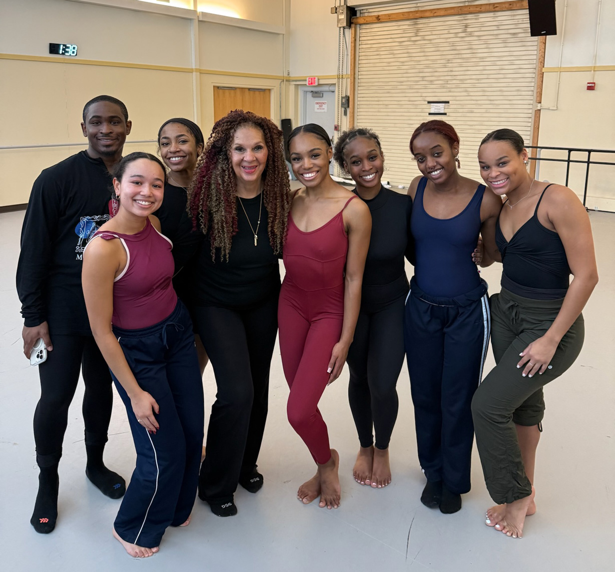 Dance students stand in a dance studio at the International Association of Blacks in Dance Conference