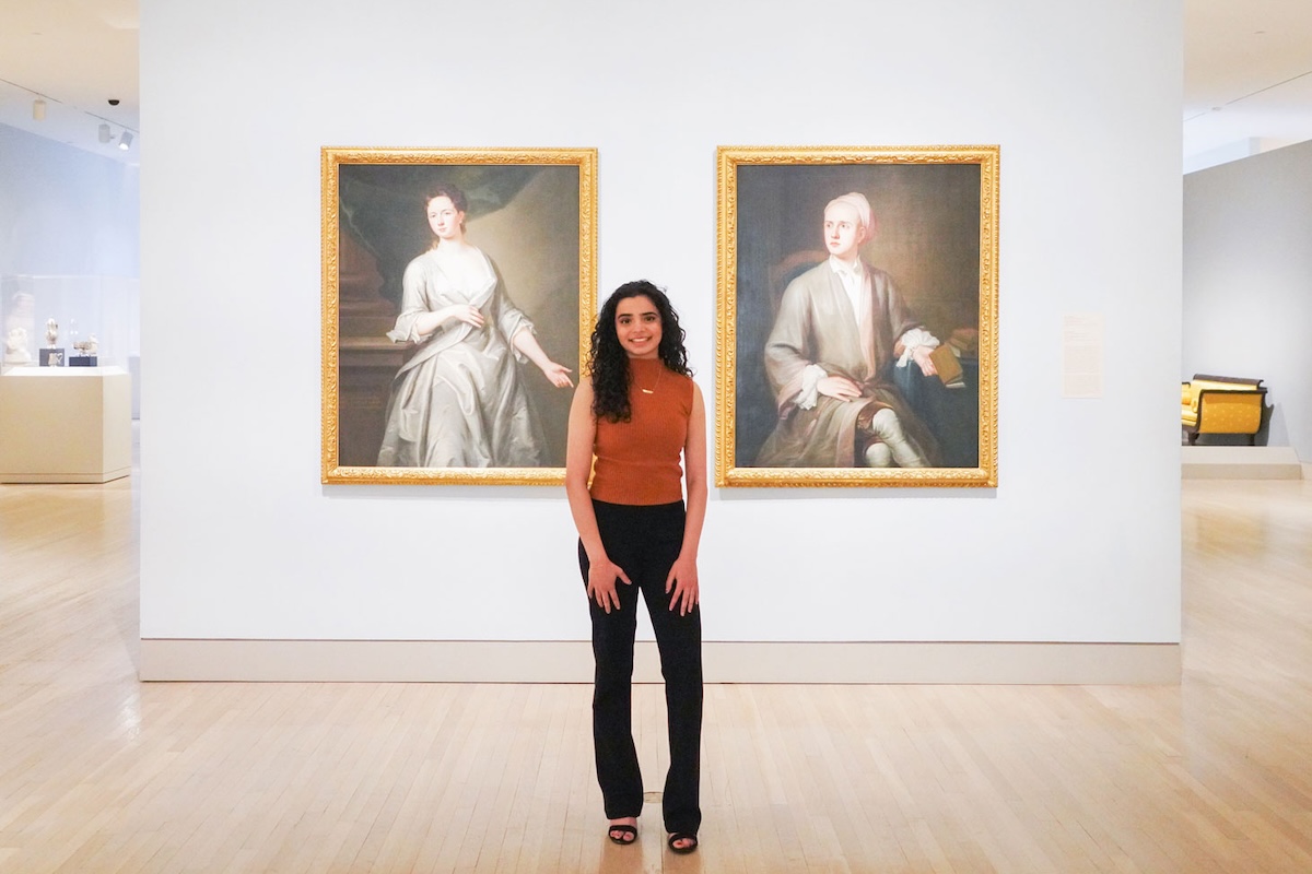 Swarangi Potdor, a student in the Bachelor of Arts in Art History program at SMU, at the DMA’s American Art gallery.