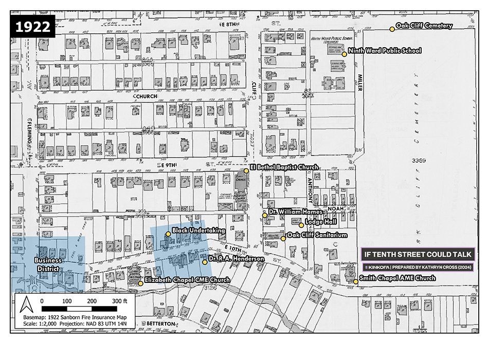 Map of Oak Cliff's historic Freedman's Town circa 1922