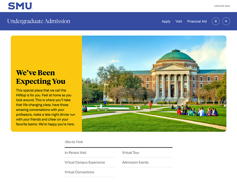 Landing page with directory header