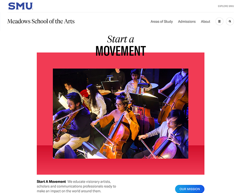 Landing page with news - event hightlight header