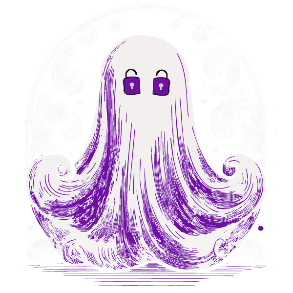 a illustrated ghosts with swirls around its shape