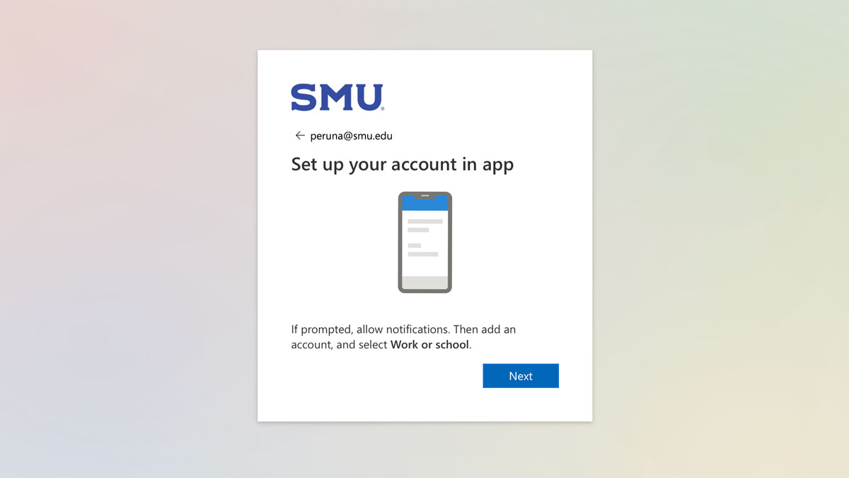 screenshot directing users to set up the account in app