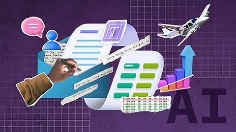 a collage of images representing AI and office software.