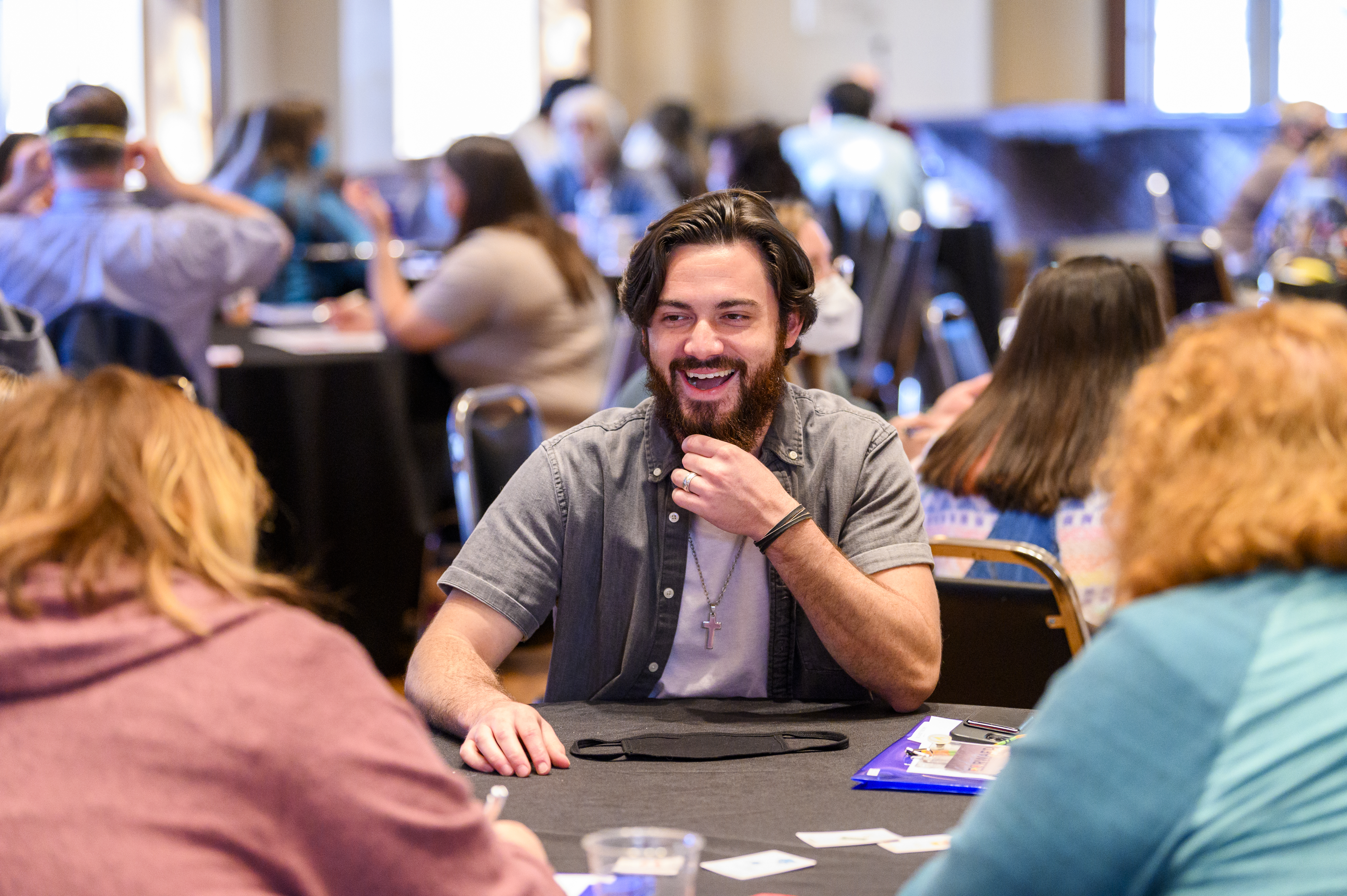 person sitting at table