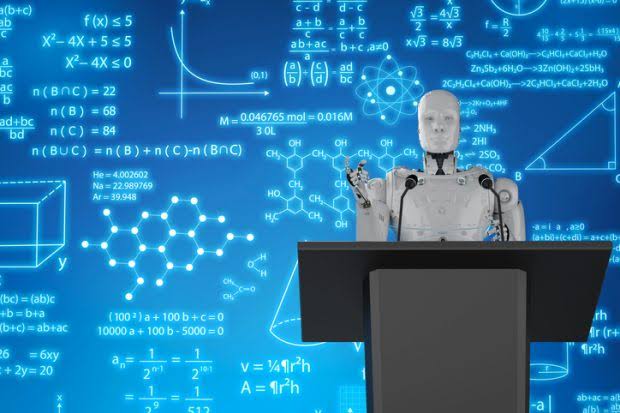 robot at a podium