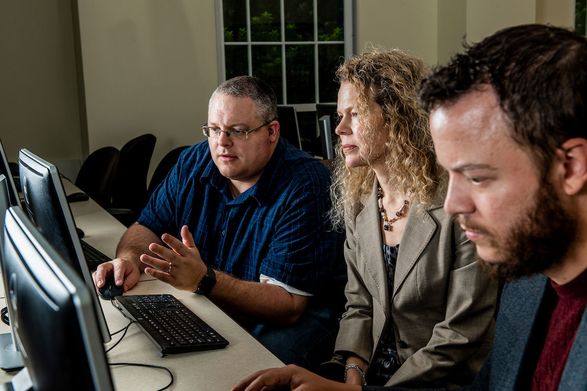 SMU's Guildhall faculty Corey Clark, Bobby B. Lyle School of Engineering faculty Eric Larson and Simmons School of Education and Human Development faculty Leanne Ketterlin Geller work together on a NSF Grant