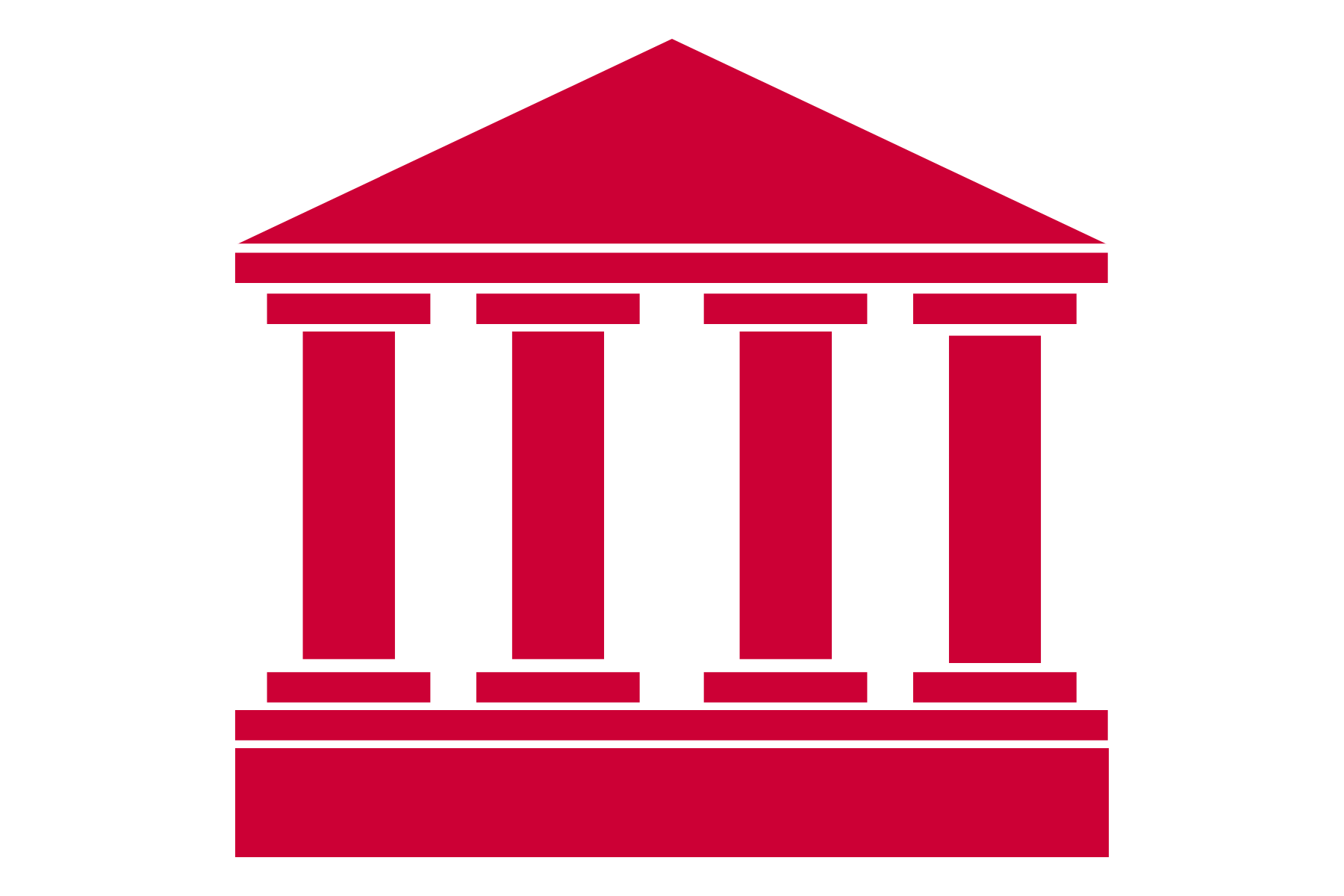 Red icon of a building