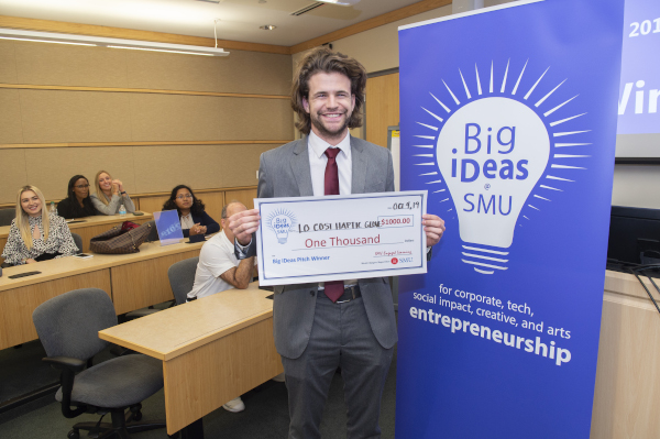 Josh Lauer with his big ideas check