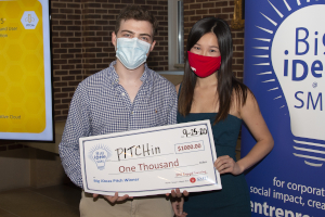 Sarah and Andrew with their big ideas check