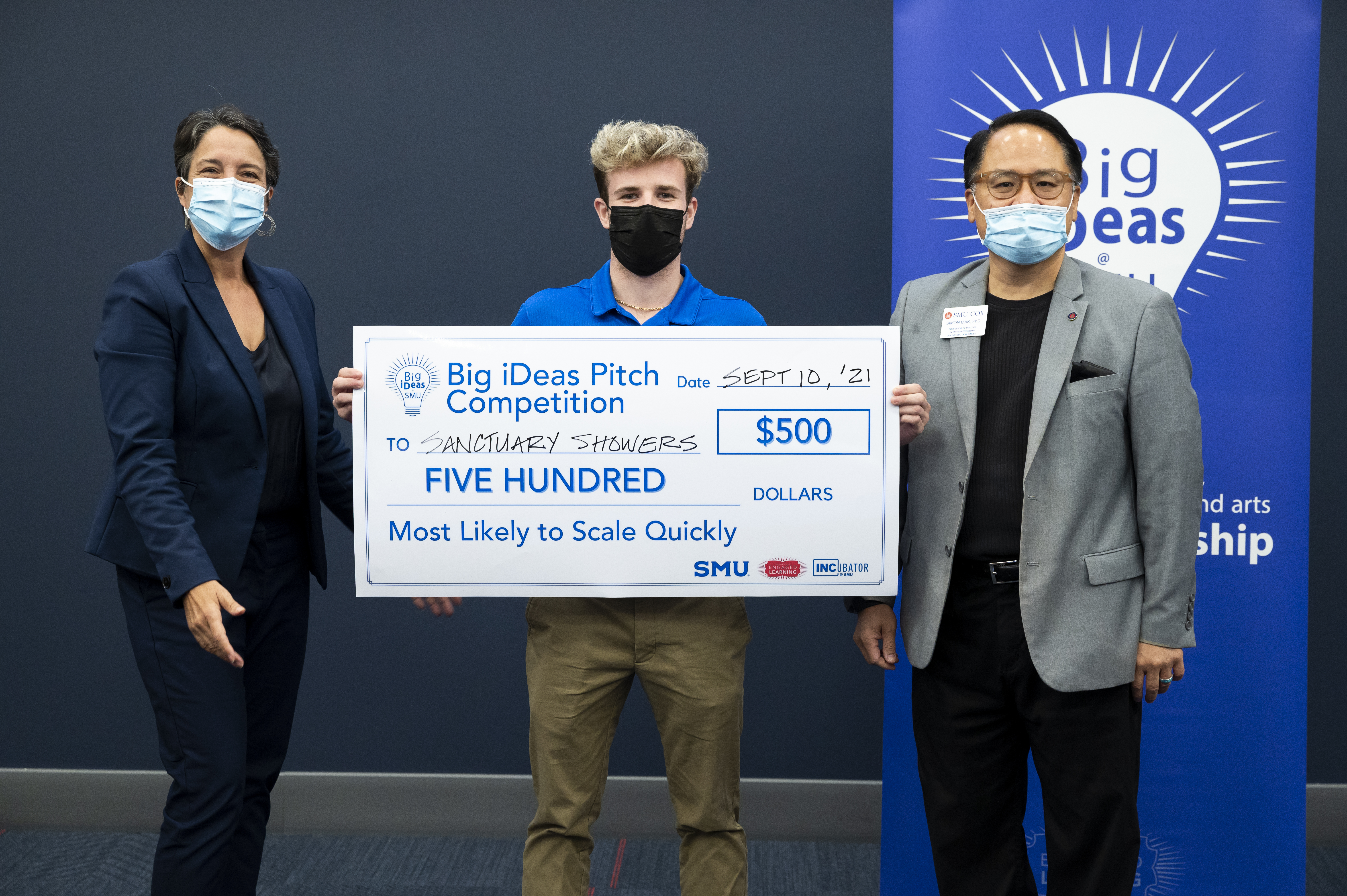 Sanctuary Showers founder Mason Kenmore with Jennifer Ebinger and Simon Mak