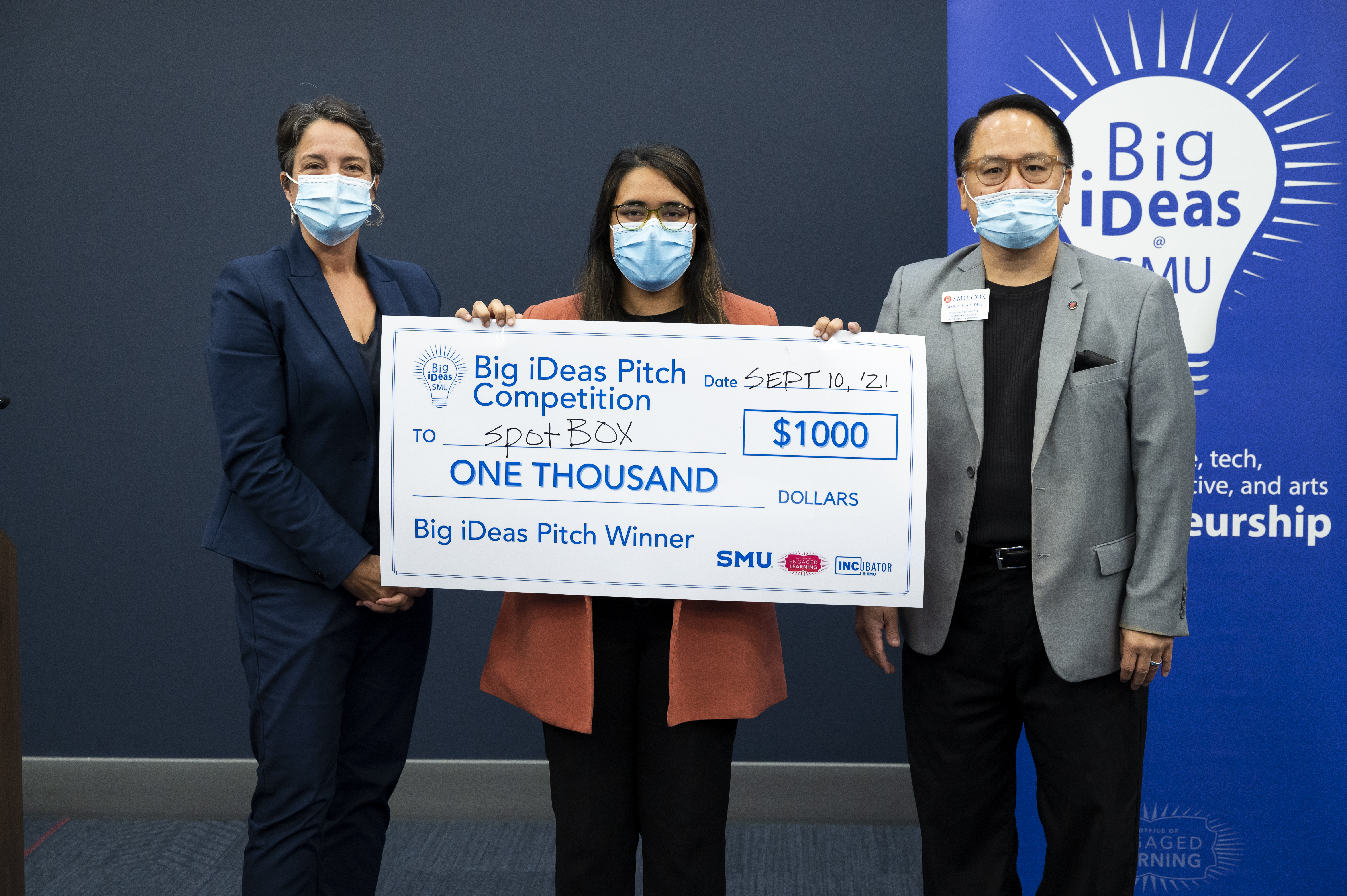 SpotBox founder Sonia Saeed with Jennifer Ebinger and Simon Mak