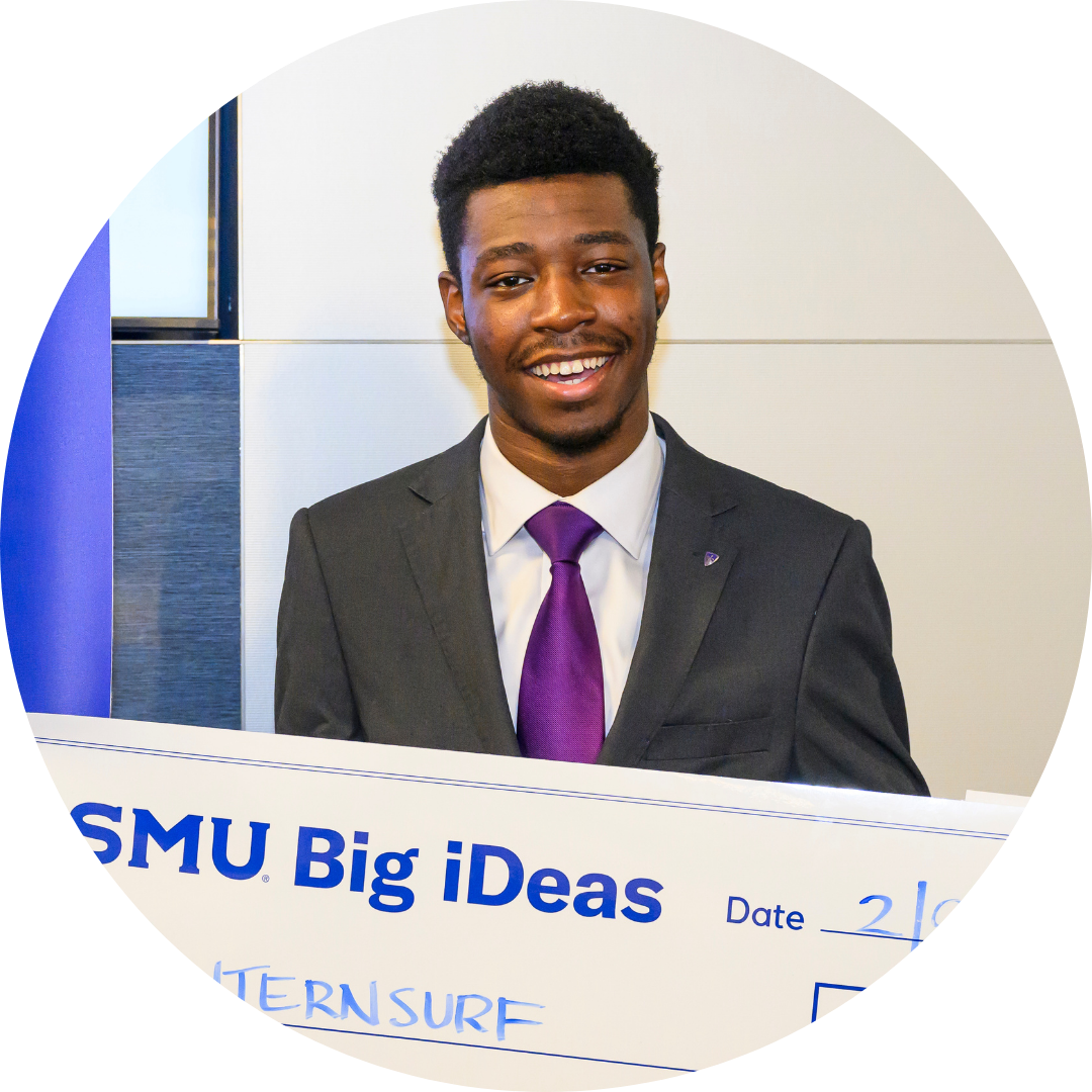 InternSurf founder Benjamin Omoregbe with his big check