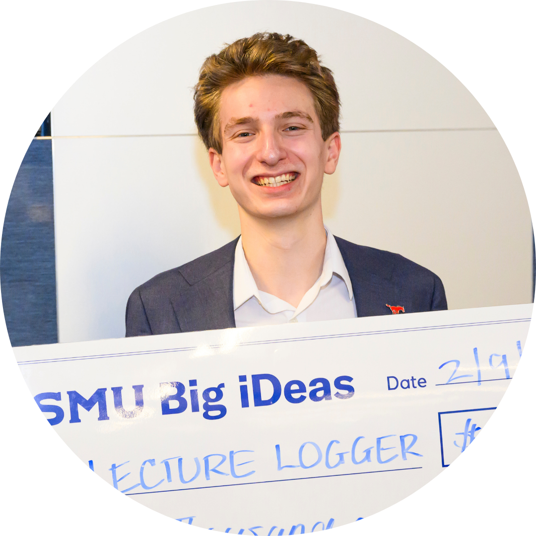 LectureLogger founder Jude Lugo with his big check