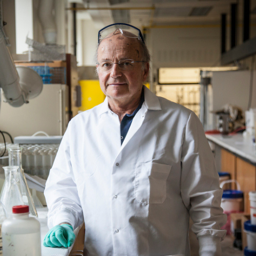 photo of Dr. John Buynak in his chemistry lab