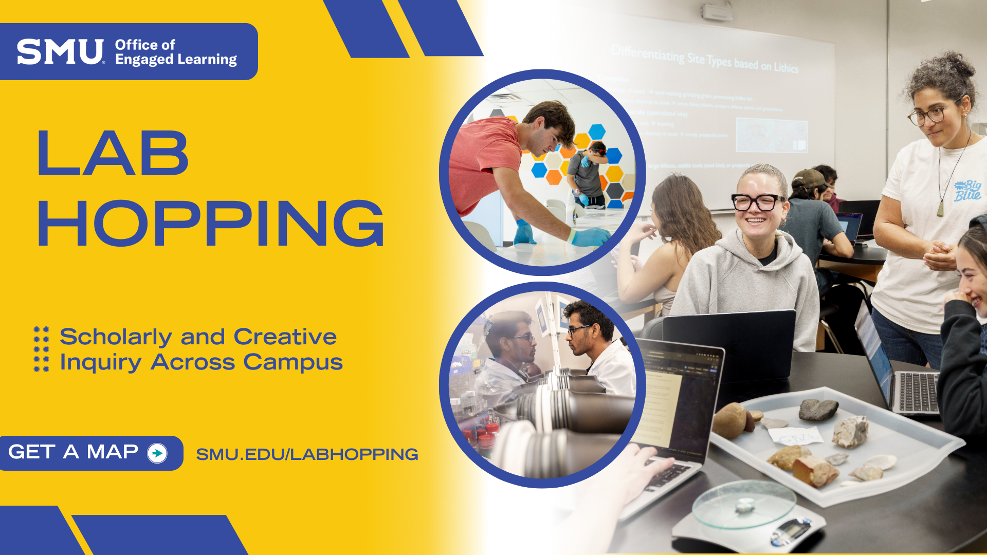 Digital sign for Lab Hopping event. Details repeated below.