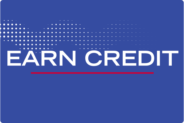 Blue tile with the words "earn credit"