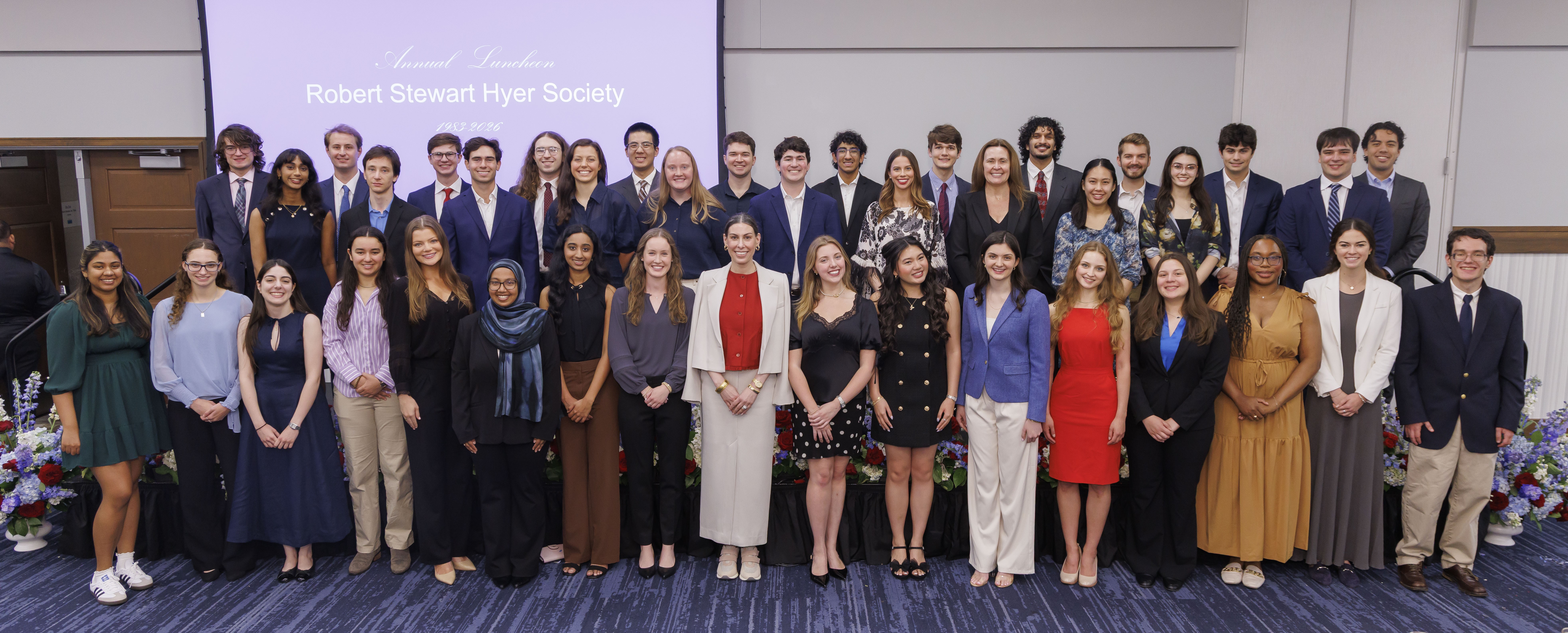 All Hyer Society Members present at the 2026 Hyer Society Induction Ceremony pose with Executive Vice President & Provost, Rachel Davis Mersey
