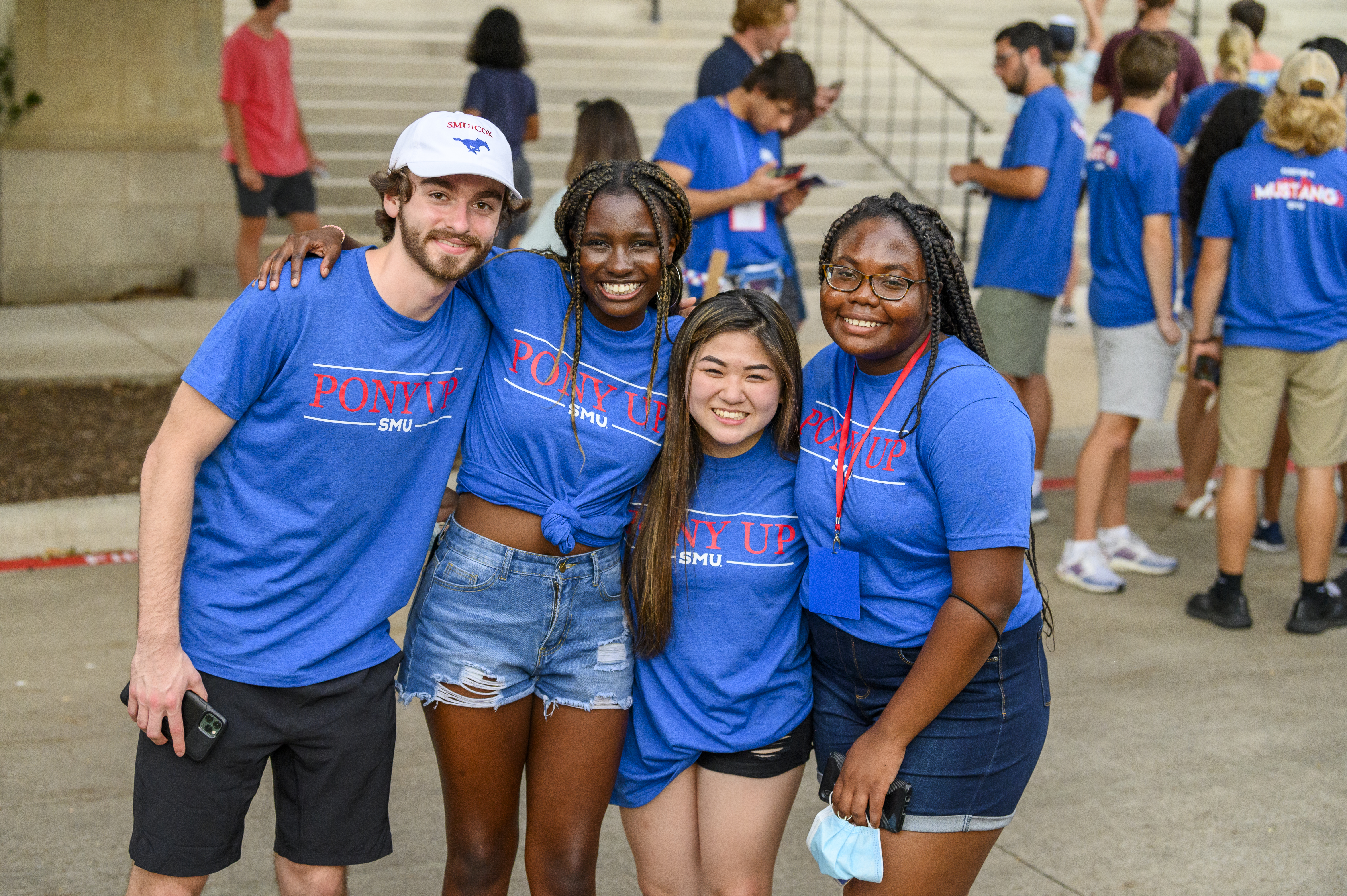 Students wearing Pony Up tshirts for the start of school