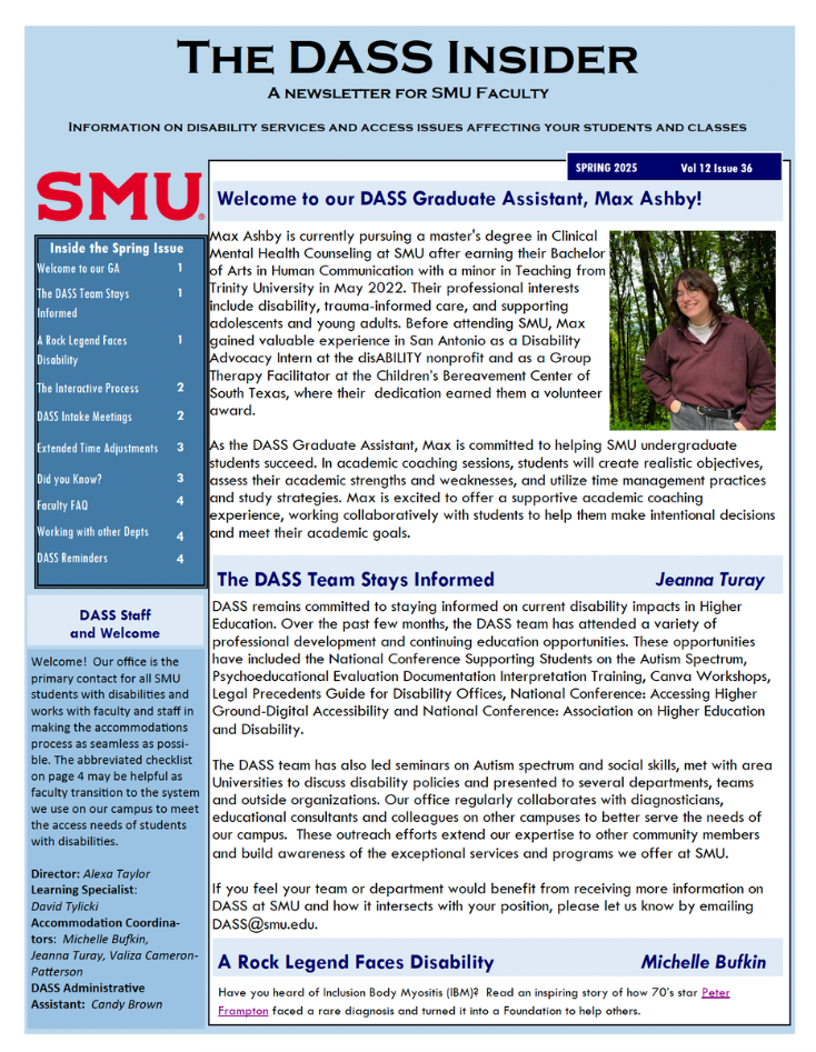 Thumbnail of the cover of the spring 2025 issue of the DASS Insider