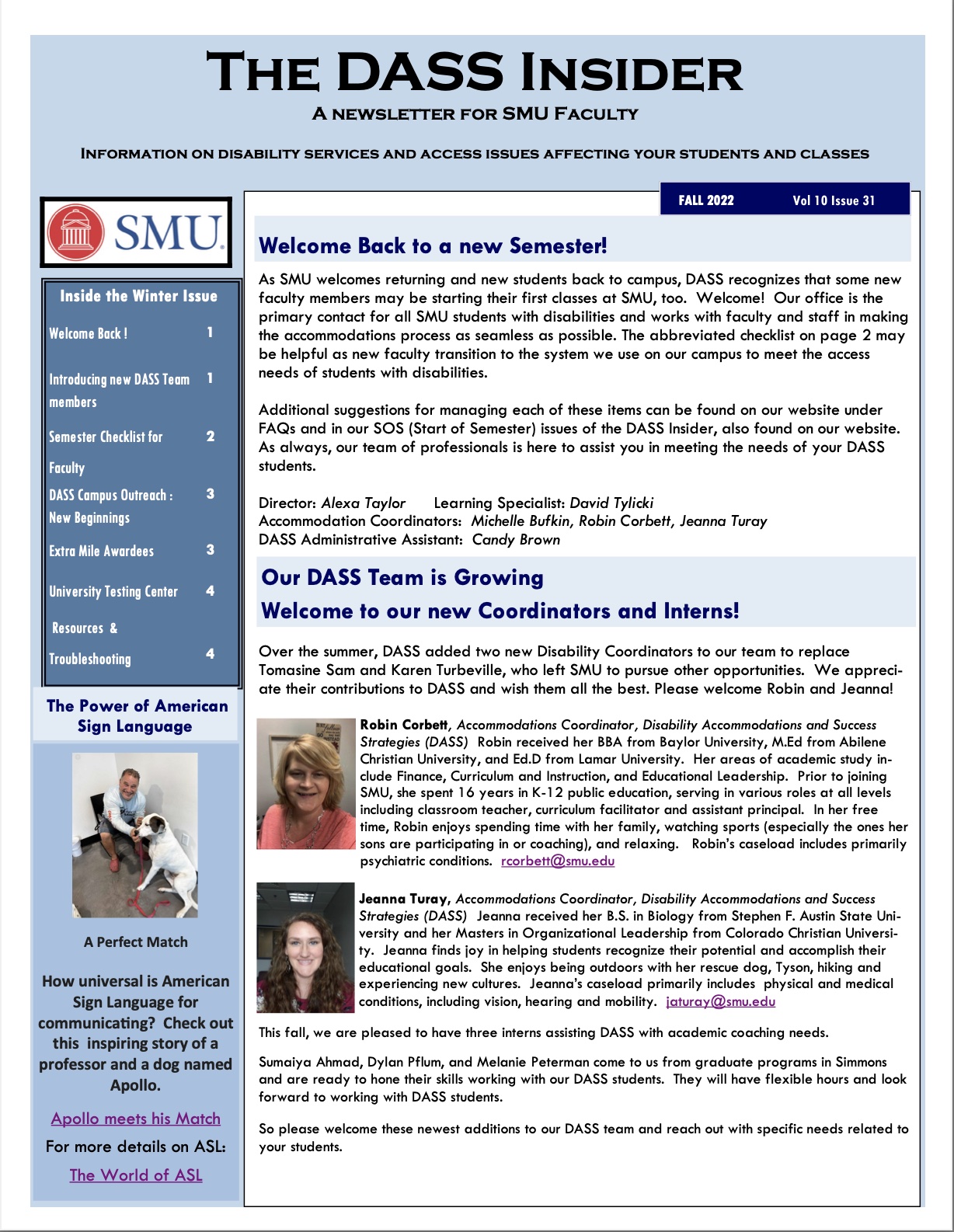 DASS Insider cover for Fall 2022