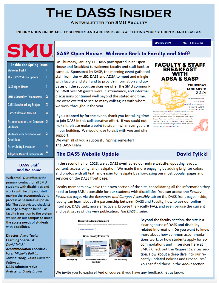 Photo of the cover of Spring 2024 Issue of DASS Insider