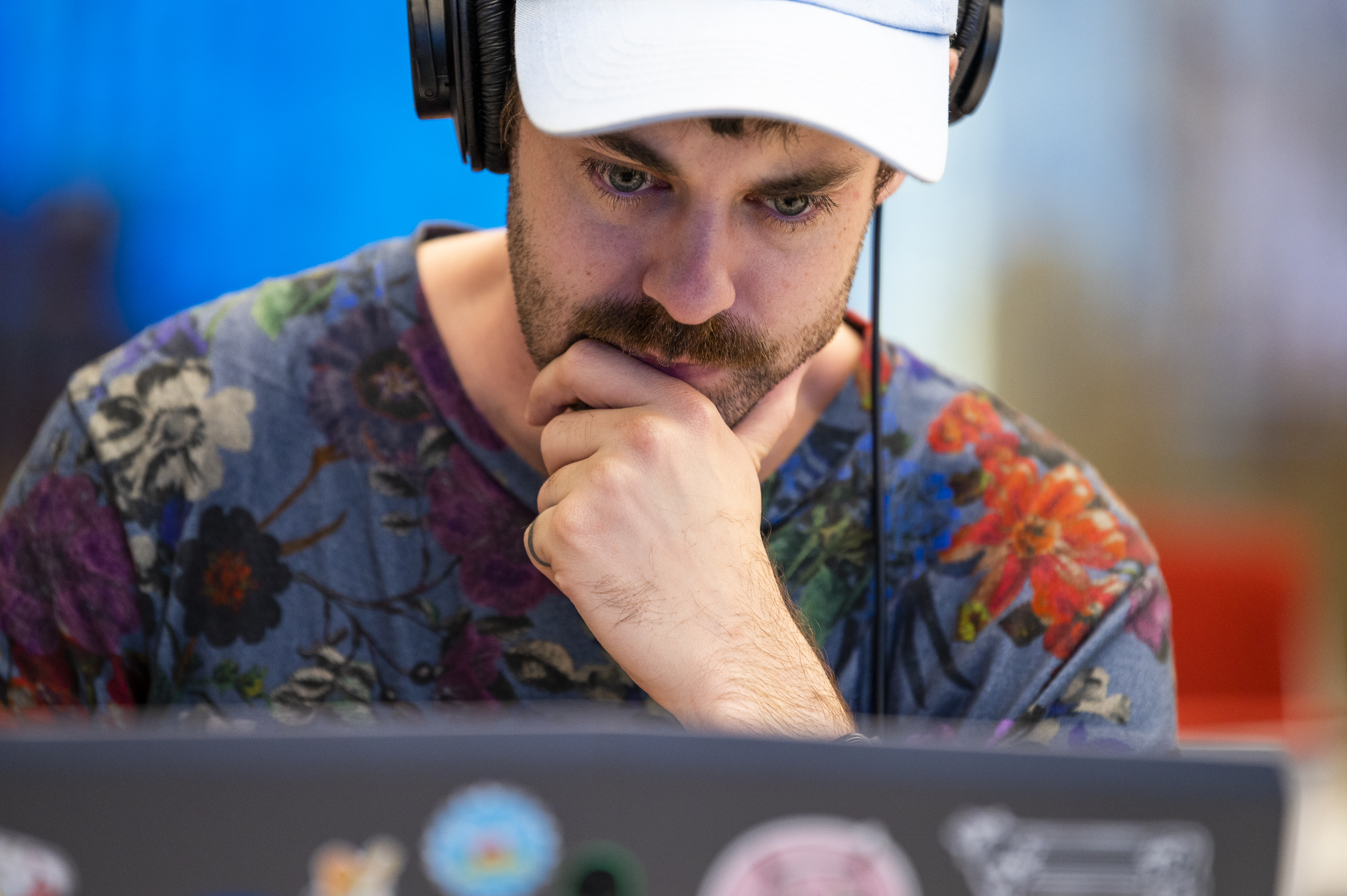 Student reading computer screen
