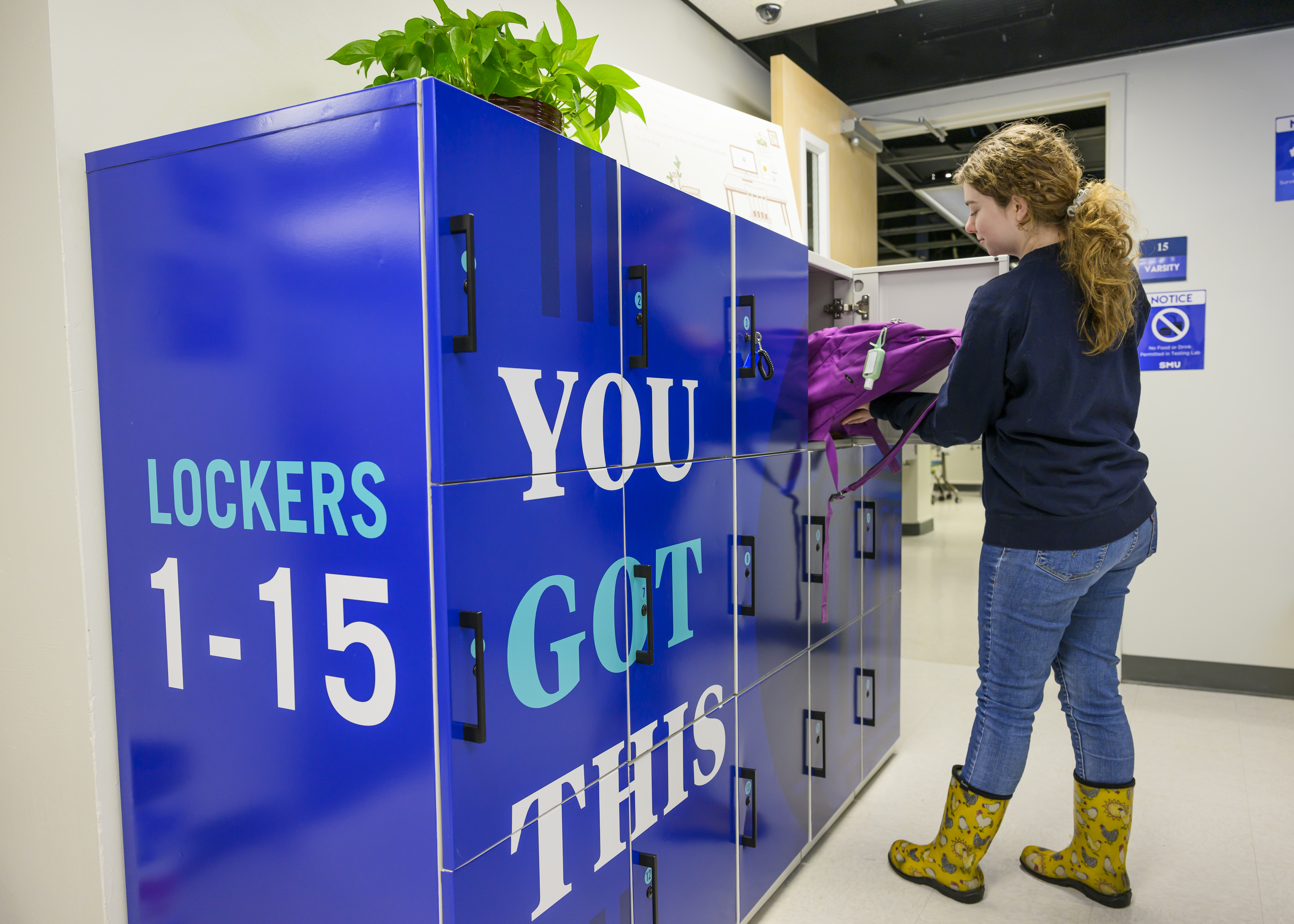Student using the locker