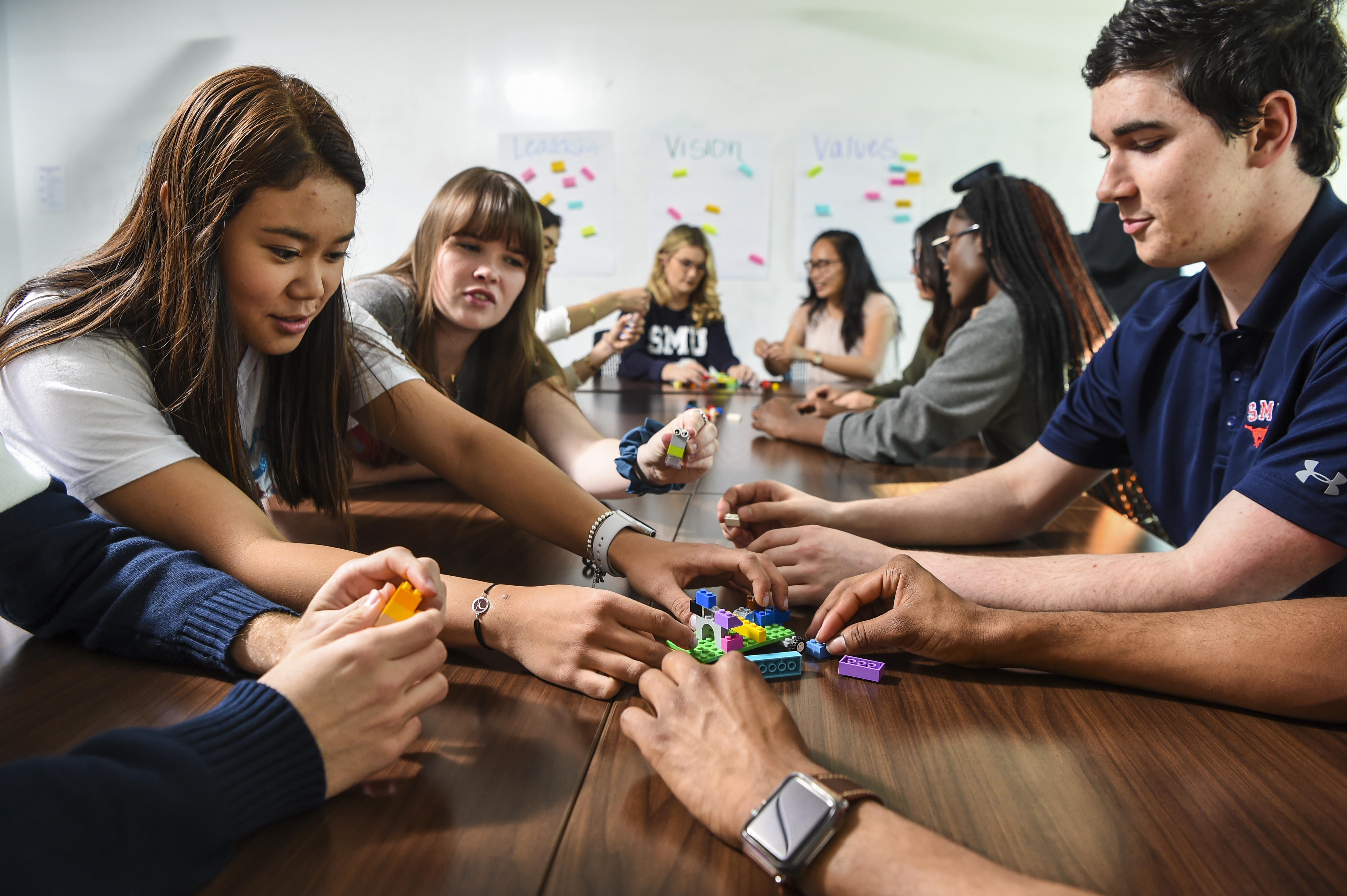 students working at a table